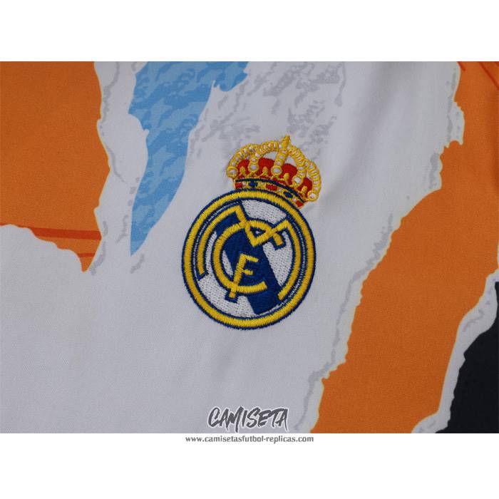 Chandal del Real Madrid 2024-2025 Manga Corta Blanco y Amarillo - Pantalon Corto